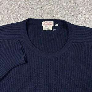 Cuzzens Made in Italy 100% Pure Cashmere Navy Blue Ribbed Crew Neck Sweater 38